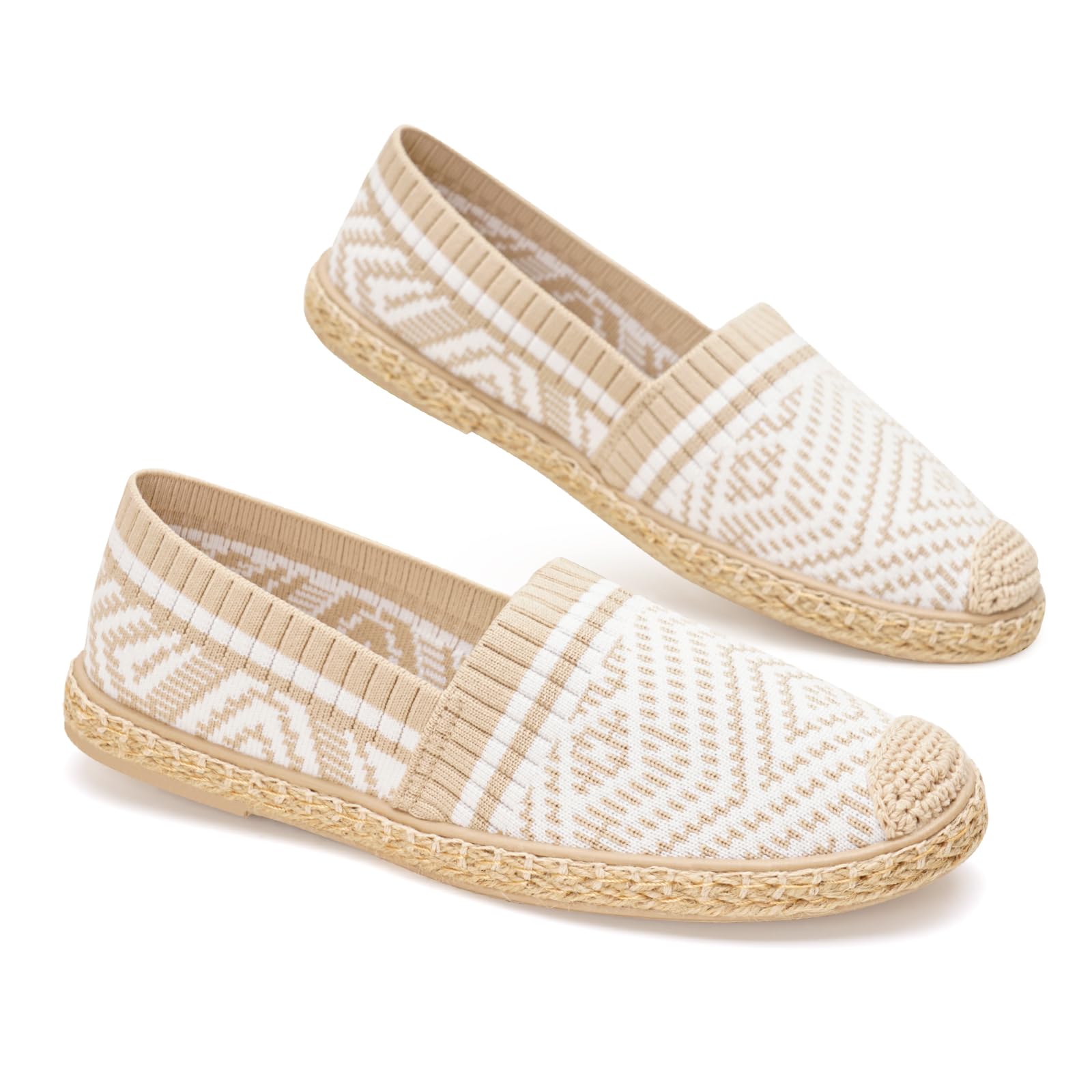 GLAMORA Alpargatas Mujer Verano Esparto Planas, Lona Transpirable elástica, Suela Trenzada Antideslizante, Calzado cómodo Ligero Casual, Zapato Tejido Flexible
