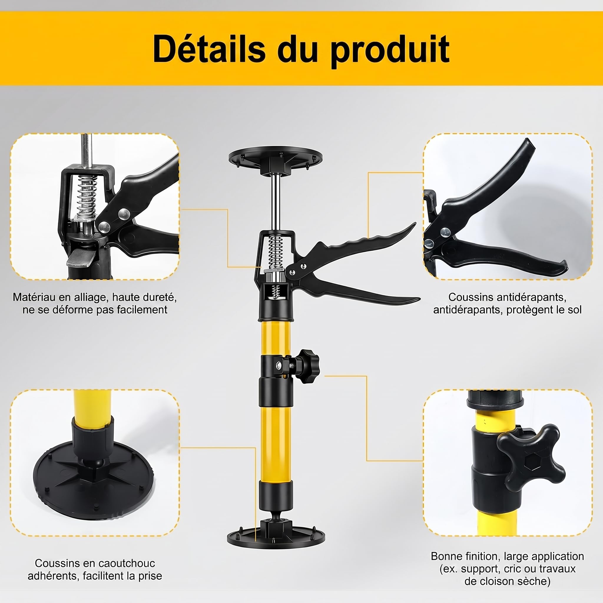 2 Pièces Etai Telescopique 30-59 cm, Support de Montage Polyvalent, Charge 30 kg pour Cadres de Porte et Meubles
