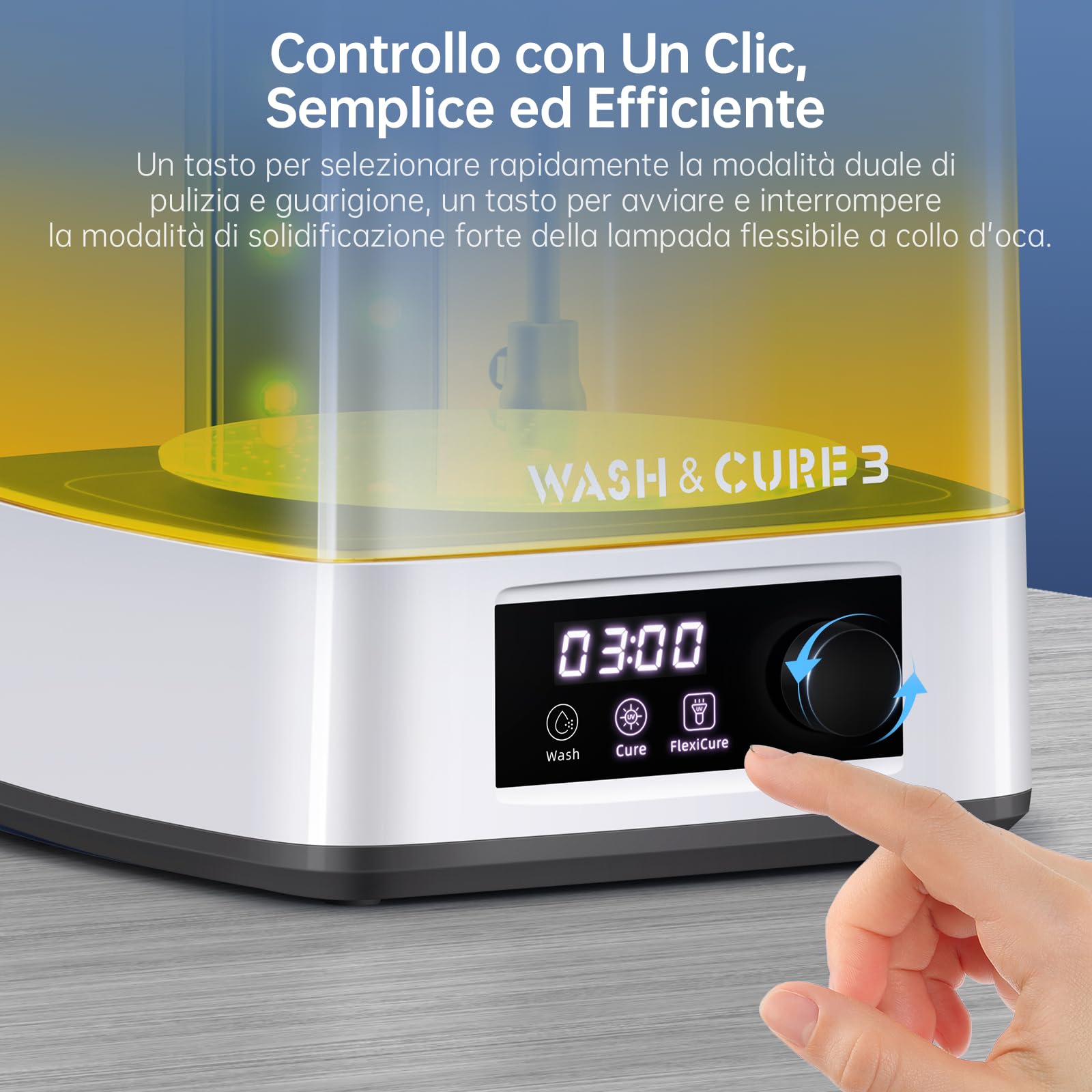 ANYCUBIC Wash and Cure 3, Nuova Stazione di Lavaggio e Polimerizzazione 2 in 1 Aggiornata, Con Luci Flessibili a Collo D'oca, per la Stampante 3D LCD SLA DLP, Dimensioni di Lavaggio di 165x100x180 mm³
