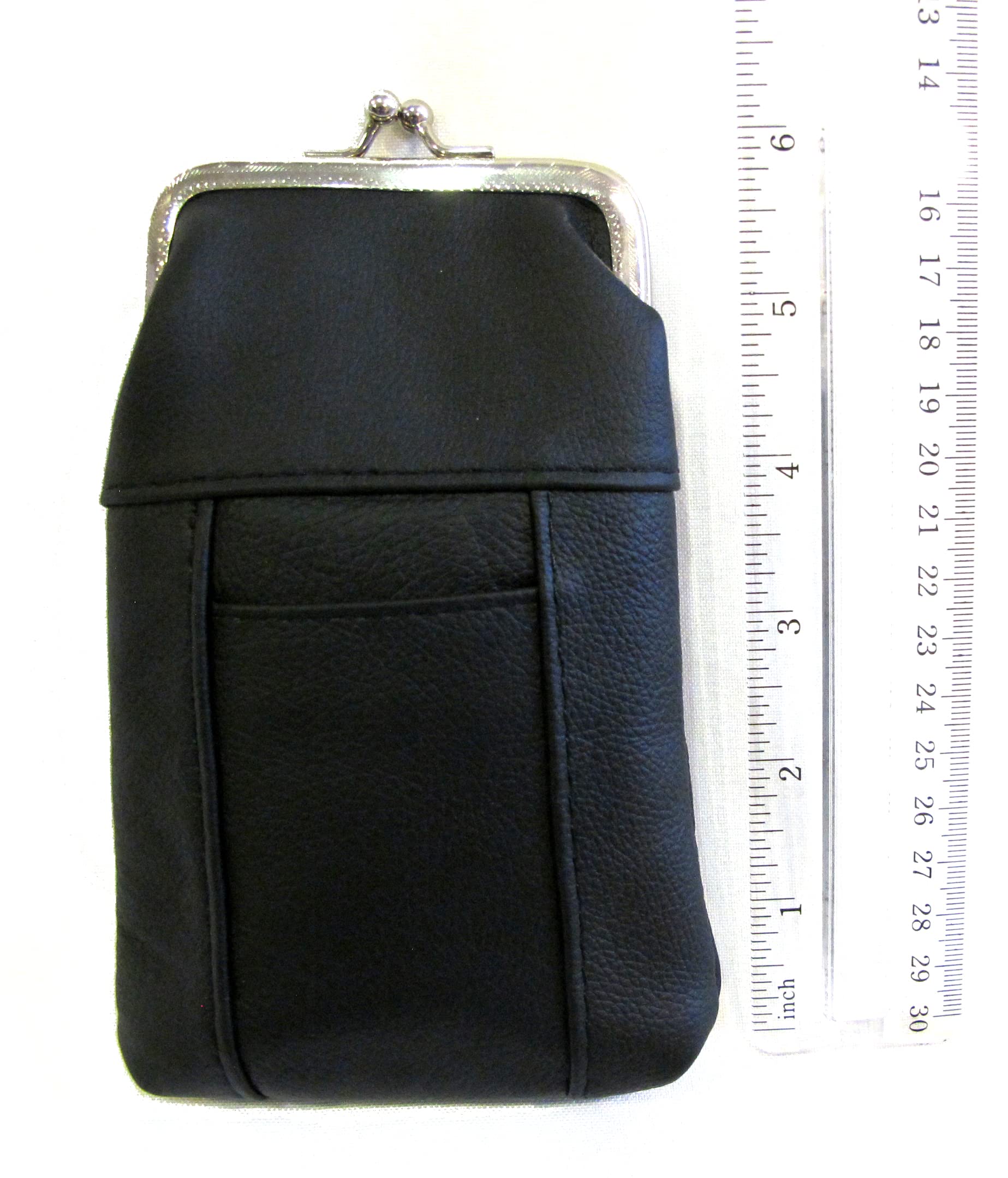 2pc 2 Color Set Genuine Leather Cigarette Case Pouch Fit 120's or Smaller Pack 1pc Black + 1pc Dark Pink