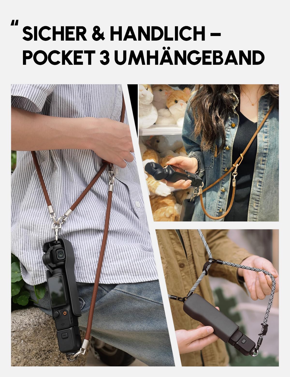 Pocket3 Umhängeband, Handyband Pads 2, Handykette, Umhängeband & Handgelenksband, Trageband für DJI Osmo Pocket 3, Handyband