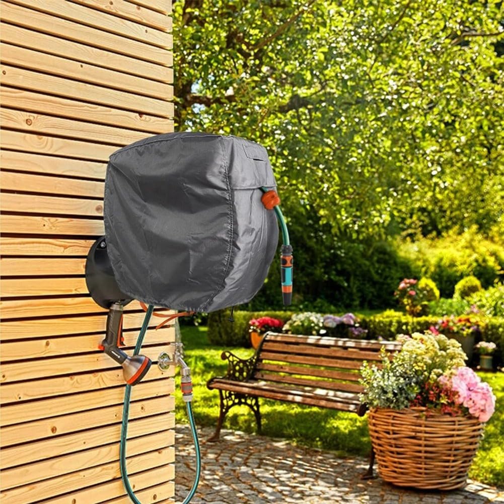Housse de protection murale pour dévidoir de tuyau d'eau, imperméable, écran 420D, carrée, pour votre tuyau d'arrosage et dévidoir 60 x 45 x 60 cm