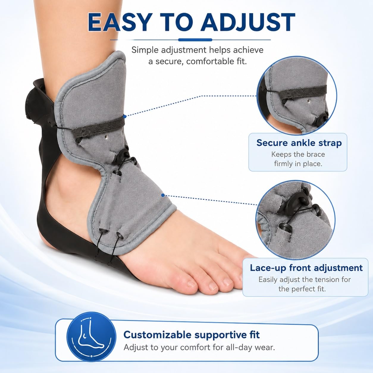 Genérico Férula AFO para pie caído, con Correas Ajustables, para Deporte y Caminar a Diario, Modelo CJDW1075 (Right M)