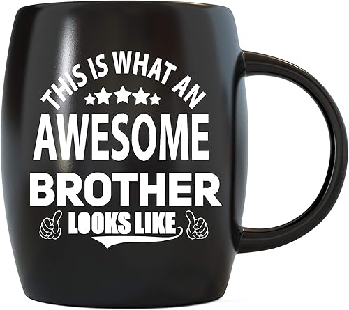 Taza con texto en inglés "This Is What an Awesome Brother Looks Like - Taza al día de 16 onzas – Divertido regalo de café para hermano o él de parte