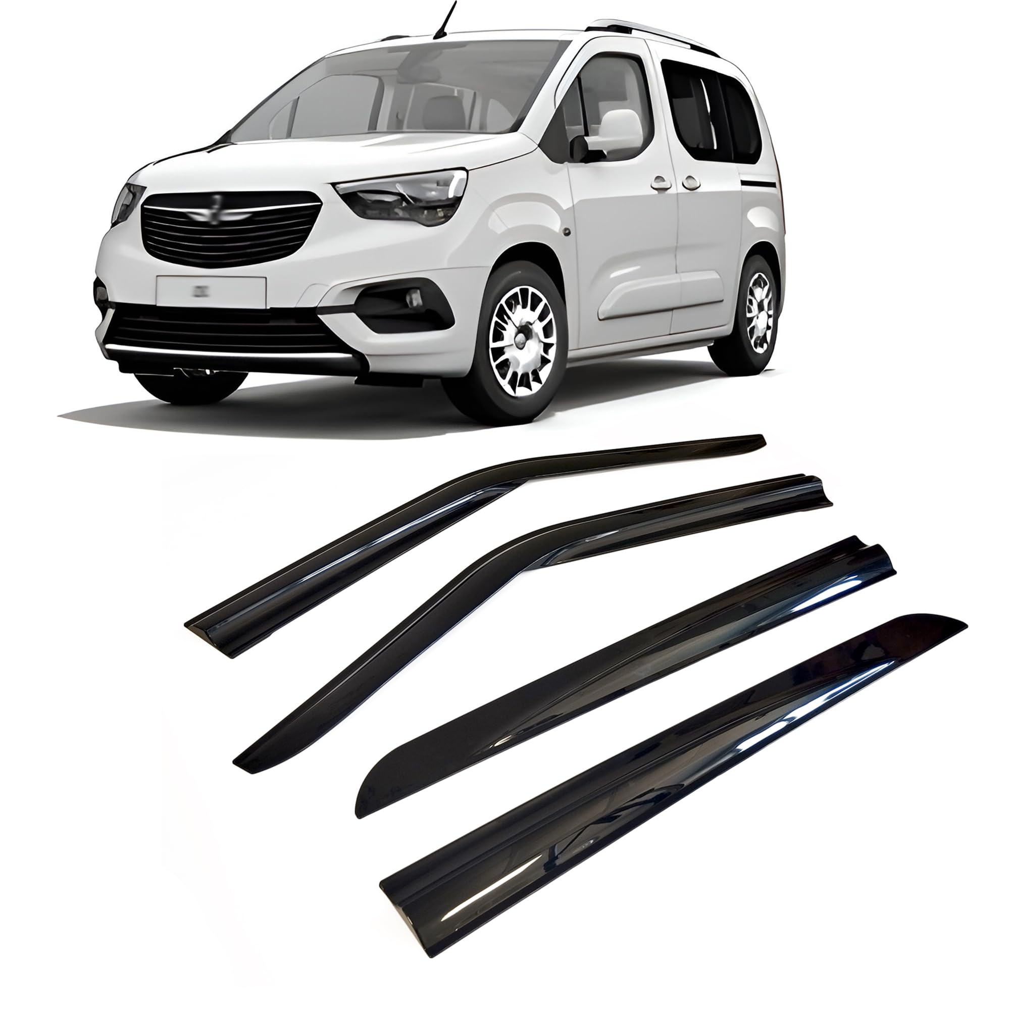 Deflektor, deflektory, do okien bocznych, kompatybilny z Opel Combo D 2010-2023, ochrona przed deszczem, deflektory, 4 sztuki