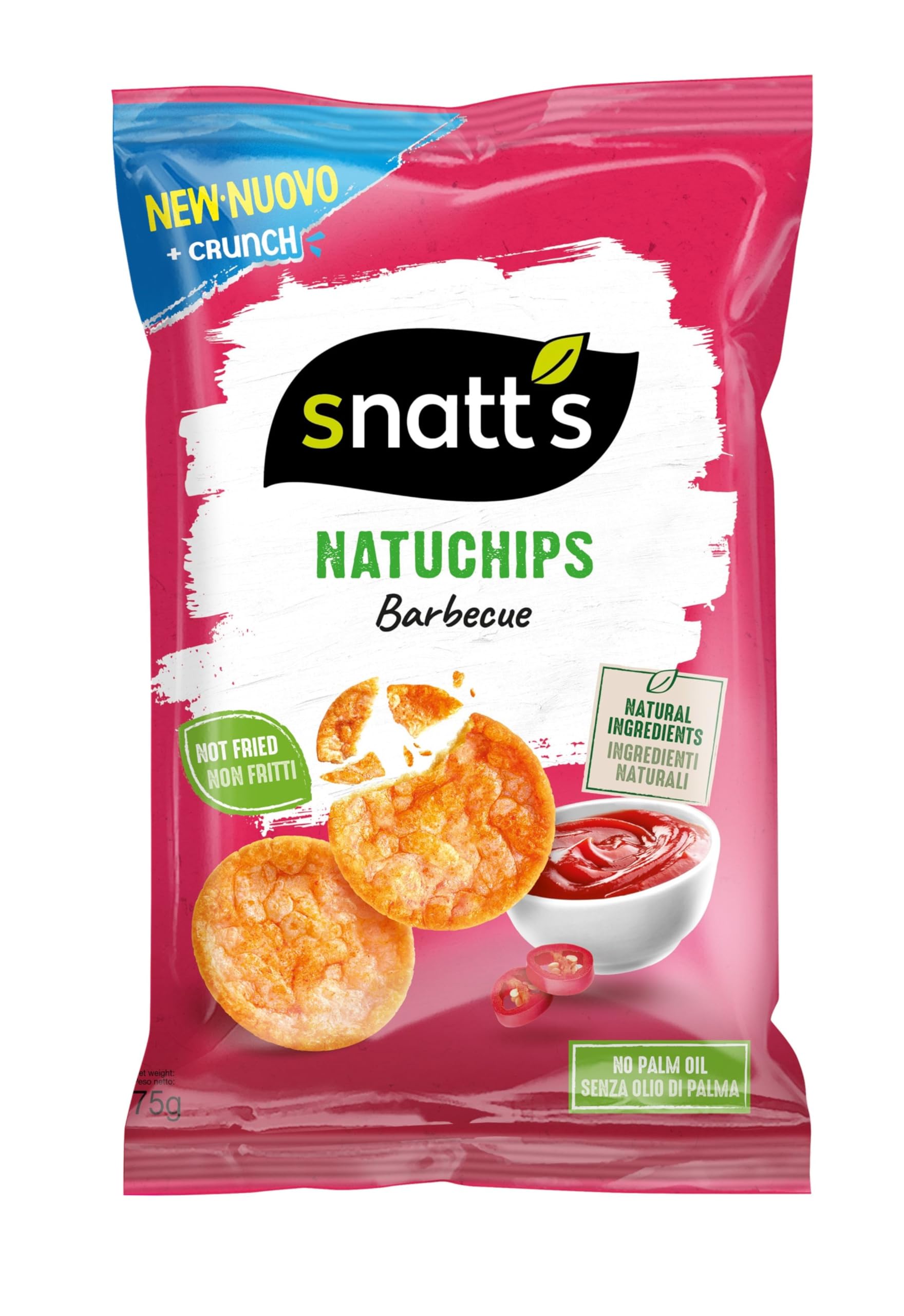 SNATTS Popped Natuchips Barbecue with Tomato, Natural ingredients, Not Fried 75g