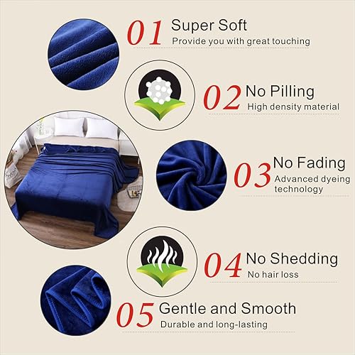 Miniatura 4 de Richave - Manta de forro polar para todas las estaciones, 12.35onzasm, ultraligera y anti-estática, para cama, extra suave, tela cepillada, manta