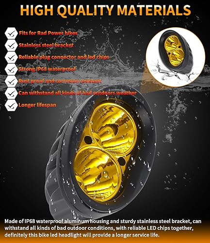 Miniatura 6 de E-Bike LED Headlight for Rad Power Bikes Mini Rover Expand Runner, High Output E-Bike LED Lights Head Light with Mounting Bracket and E-Bike Plug,