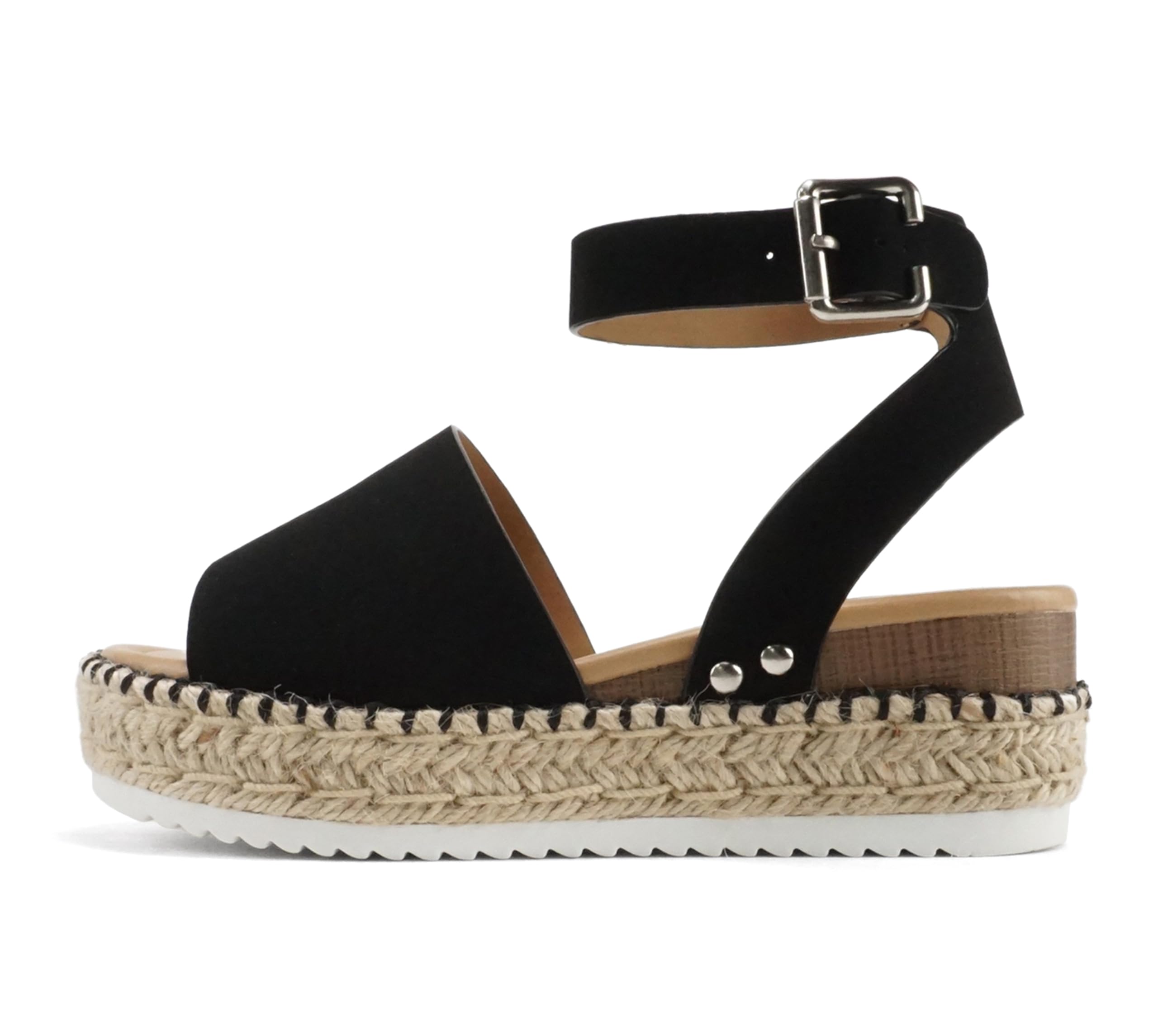 Soda Topic Open Toe Buckle Ankle Strap Espadrilles Flatform Wedge Casual Sandal