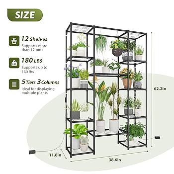 lifegallery☆ GENTINGBRO Plant Stand with Grow Lights Large Plant Shelf