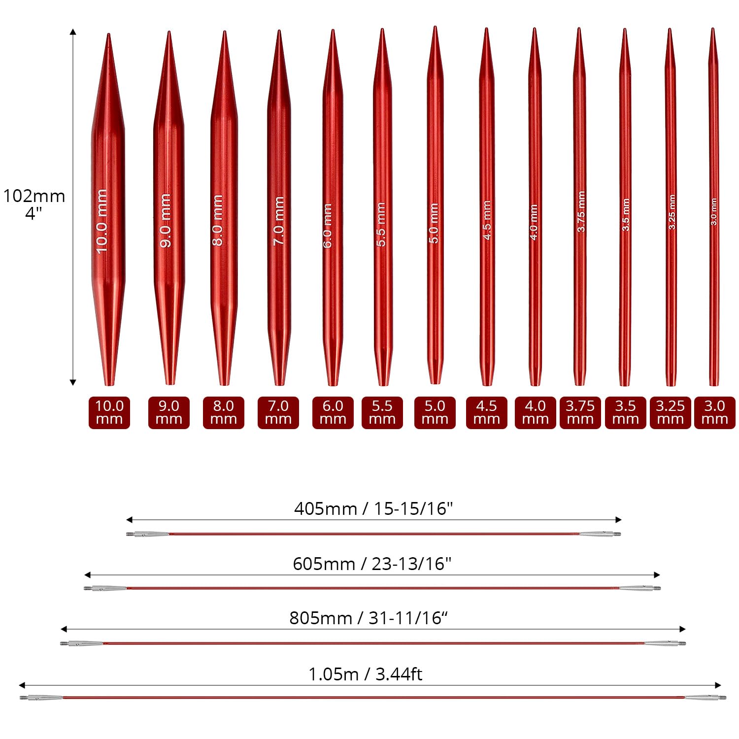Set Ferri Da Maglia Intercambiabili - Kit Circolari 40-100 Cm, Per Sciarpe, Cappelli, Fai-da-Te - Foto 6