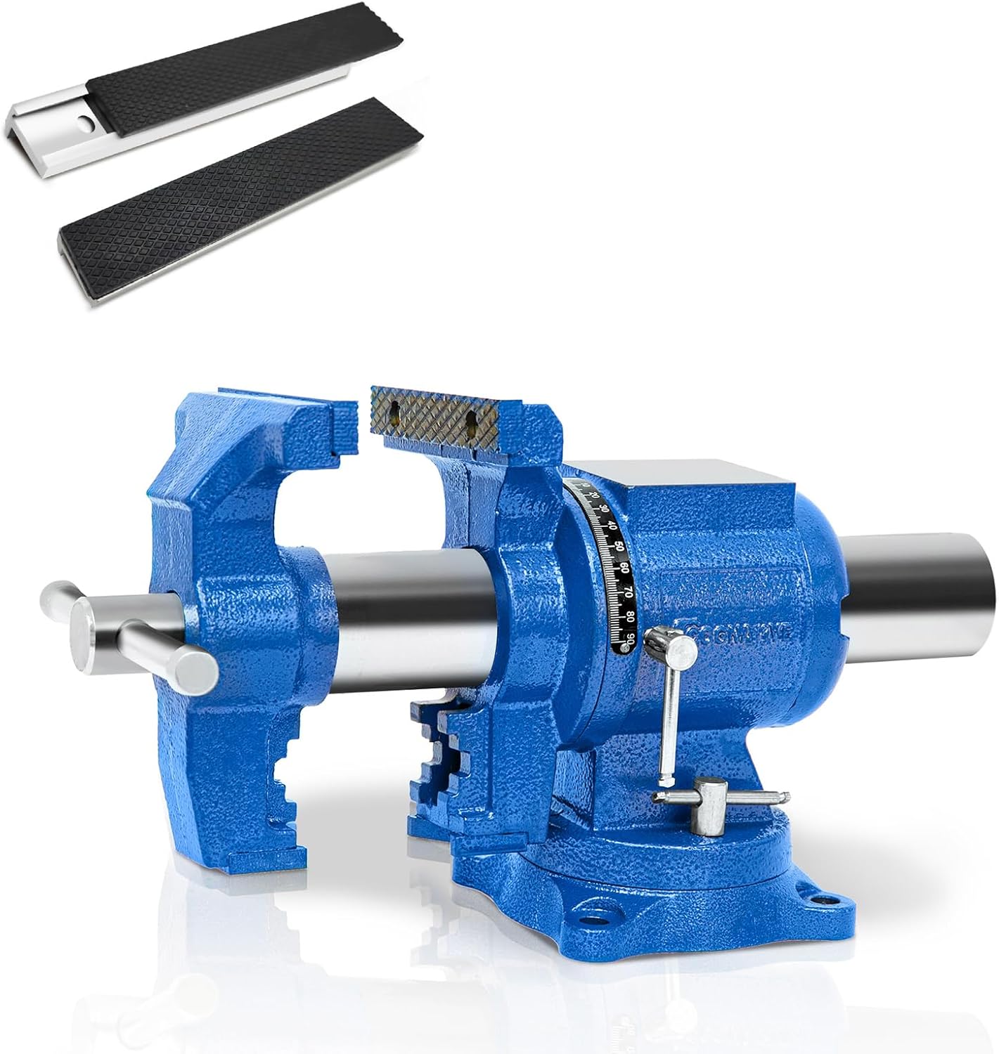 6-Inch Heavy Duty Bench Vise Ductile Iron Bench Vise 360° Multi-Purpose Vise with Anvil, Clamp force 8800lbs, Blue and 6" Vise Jaws