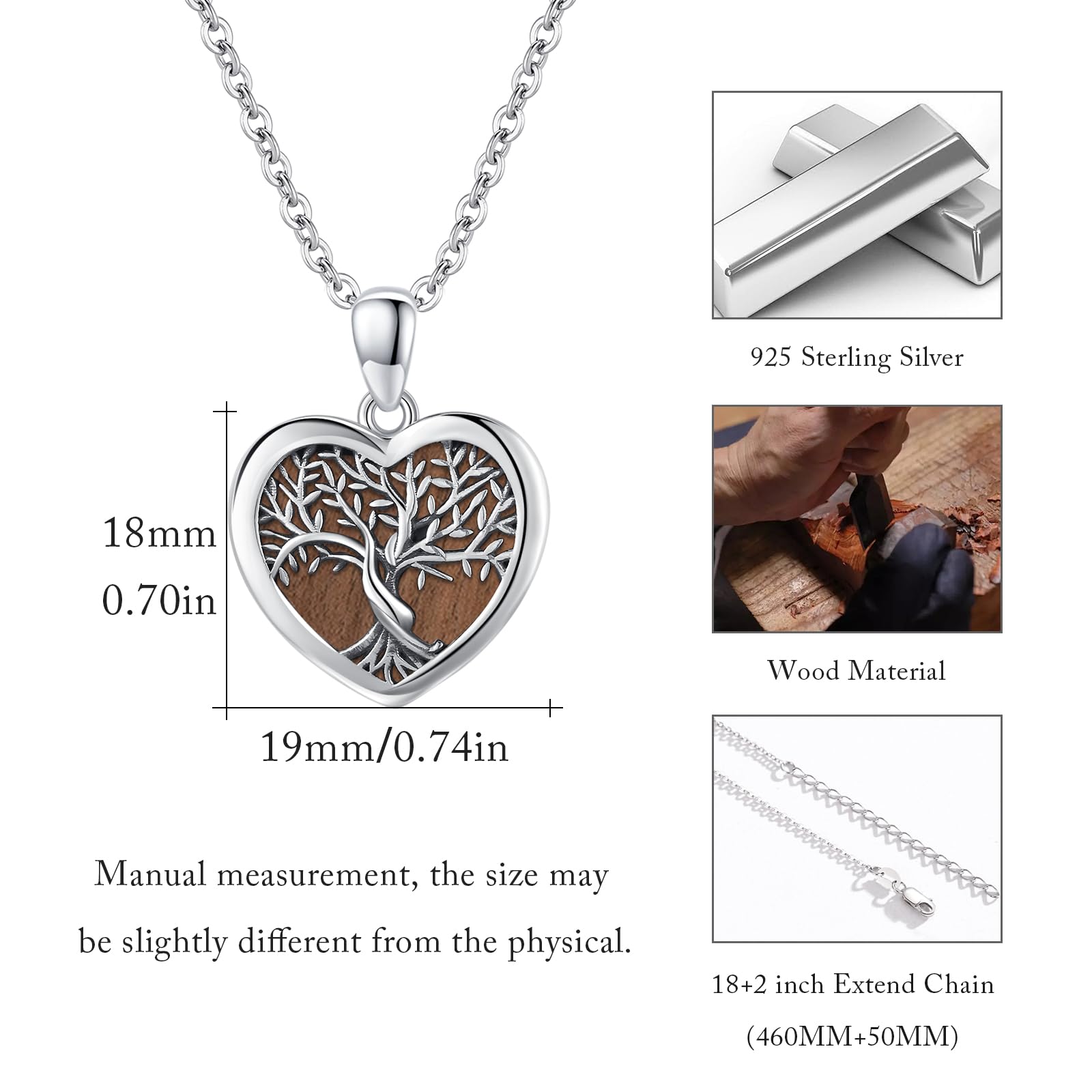 Collana con albero della vita, in argento Sterling con albero genealogico/colibrì/ciondolo per donna con albero della vita, gioielli con catenina, foto medaglione collana laccata gioielli per