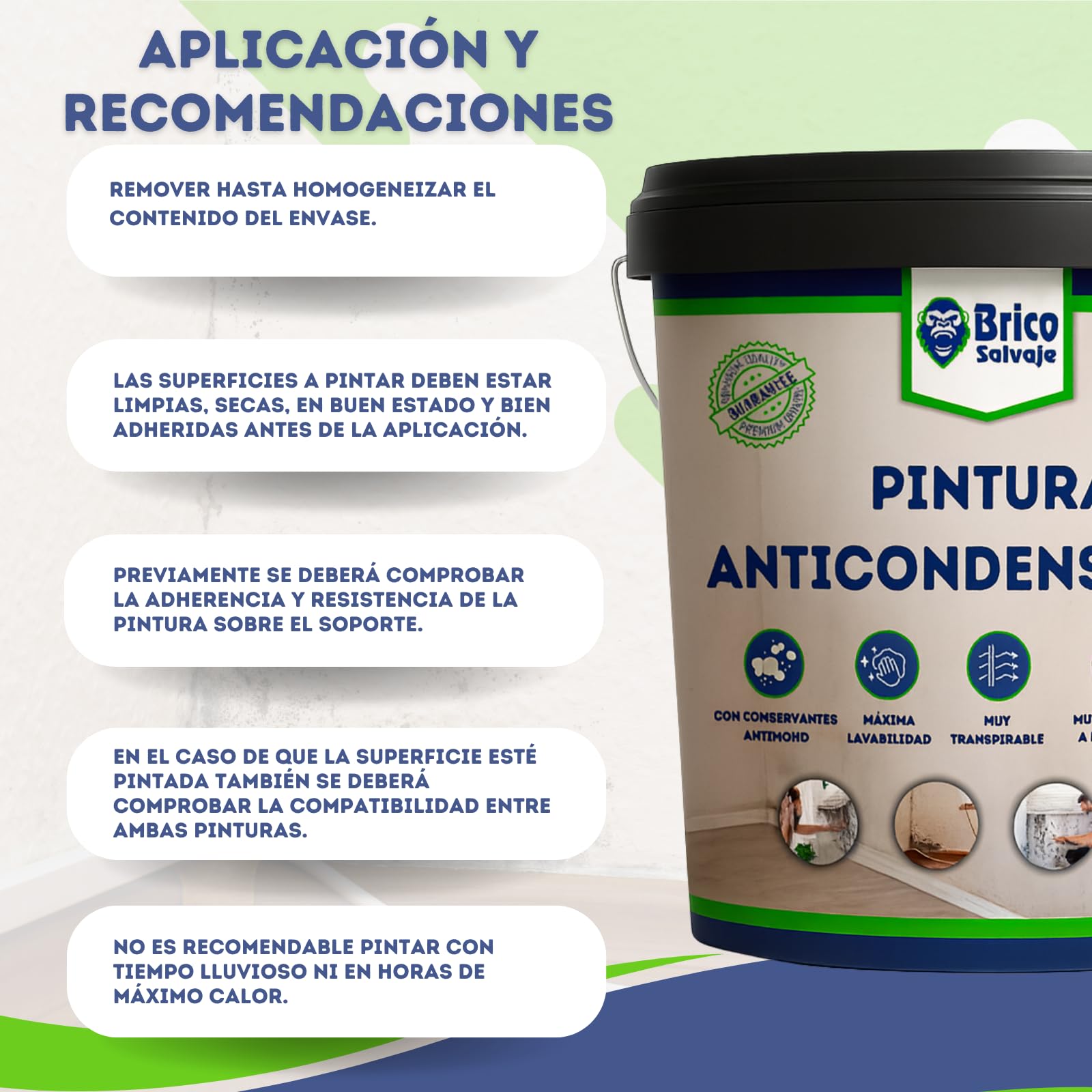 Pintura Anticondensación y Antihumedad para Interior-Exterior | Aislante Termico | Conservantes Antimoho (BEIRUN, 14 Litros)