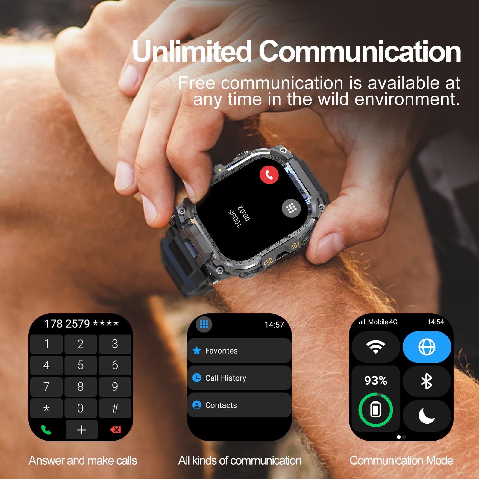 4G Smart Watch Quad Core 3GB 32GB Fotocamera Rotante Orologio da Uomo 2.06 "AMOLED HD Schermo Smartwatch WiFi Bluetooth GPS Fitness Tracker Orologio Sportivo (Nero)