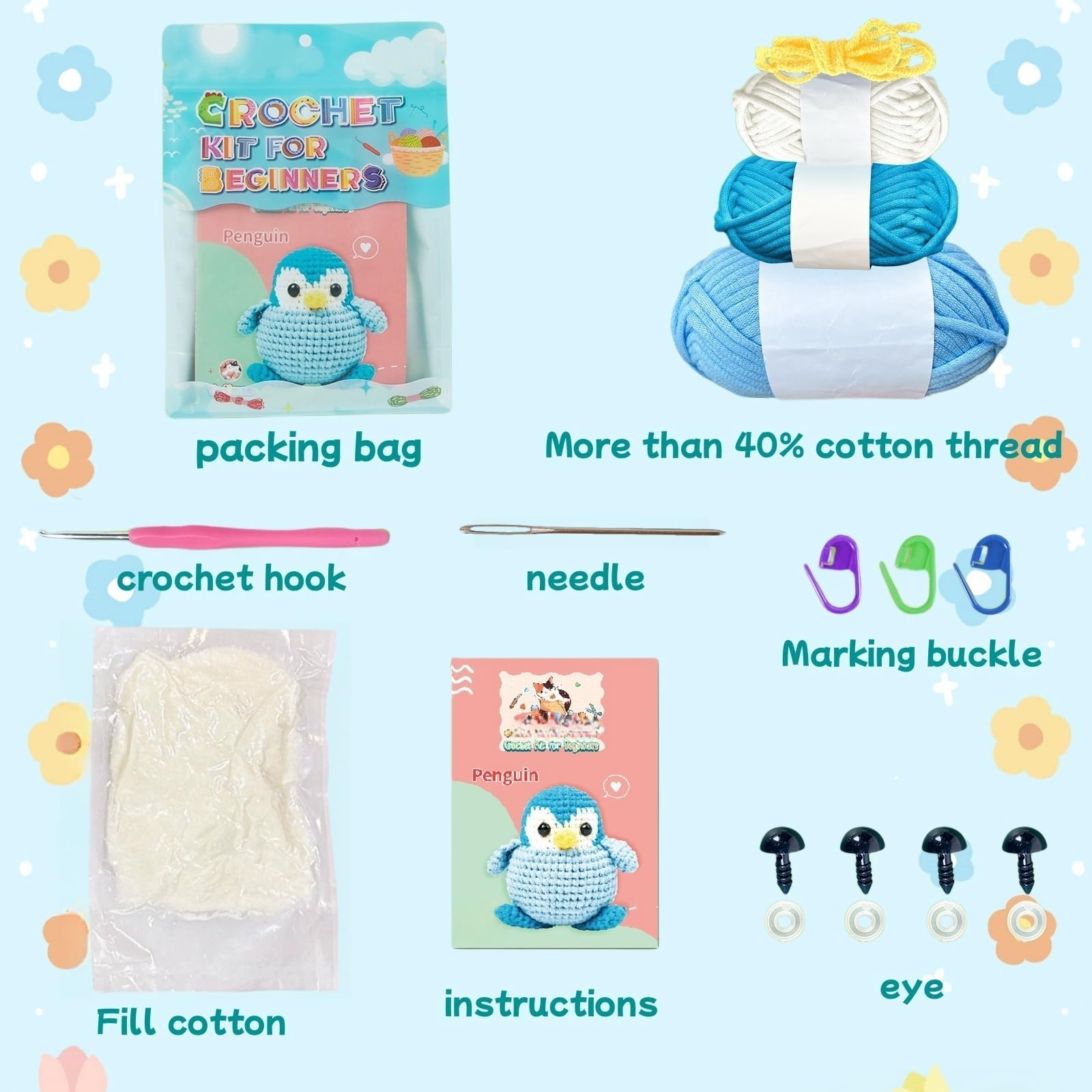 Swoolfe Crochet Kit for Beginners Knitting Kit Step-by-Step Video Tutorials, Crochet Animal Kit - Image 2