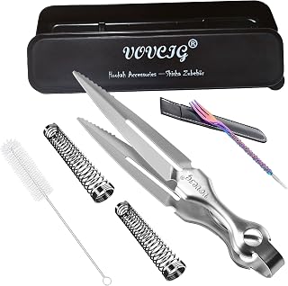 VOVCIG Hookah Accessories Set Long Hookah Tongs Shisha Fork with Poker Anti-Kinking Spring Brush 5-piece Set,Birthday Thanksgiving Gift