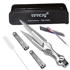 VOVCIG Hookah Accessories Set Long Hookah Tongs Shisha Fork with Poker Anti-Kinking Spring Brush 5-piece Set Birthday Thanksgiving