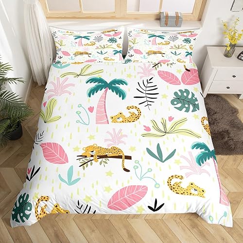 Vista 48 de Feelyou Funda de edredón de perro de dibujos animados, juego de ropa de cama para niños y niñas, perros y flores, funda de edredón con plantas Multi