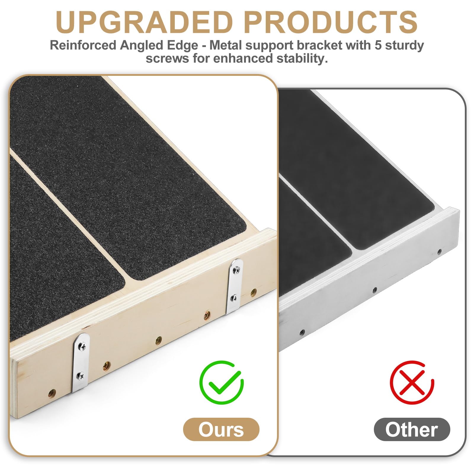 Qingning 2 en 1 Tabla de Equilibrio & Tabla Inclinada,Ajustable Profesional | Tabla de Ejercicios de Madera Fitness para Estiramientos de Pantorrillas, Tobillos, Piernas y Sentadillas