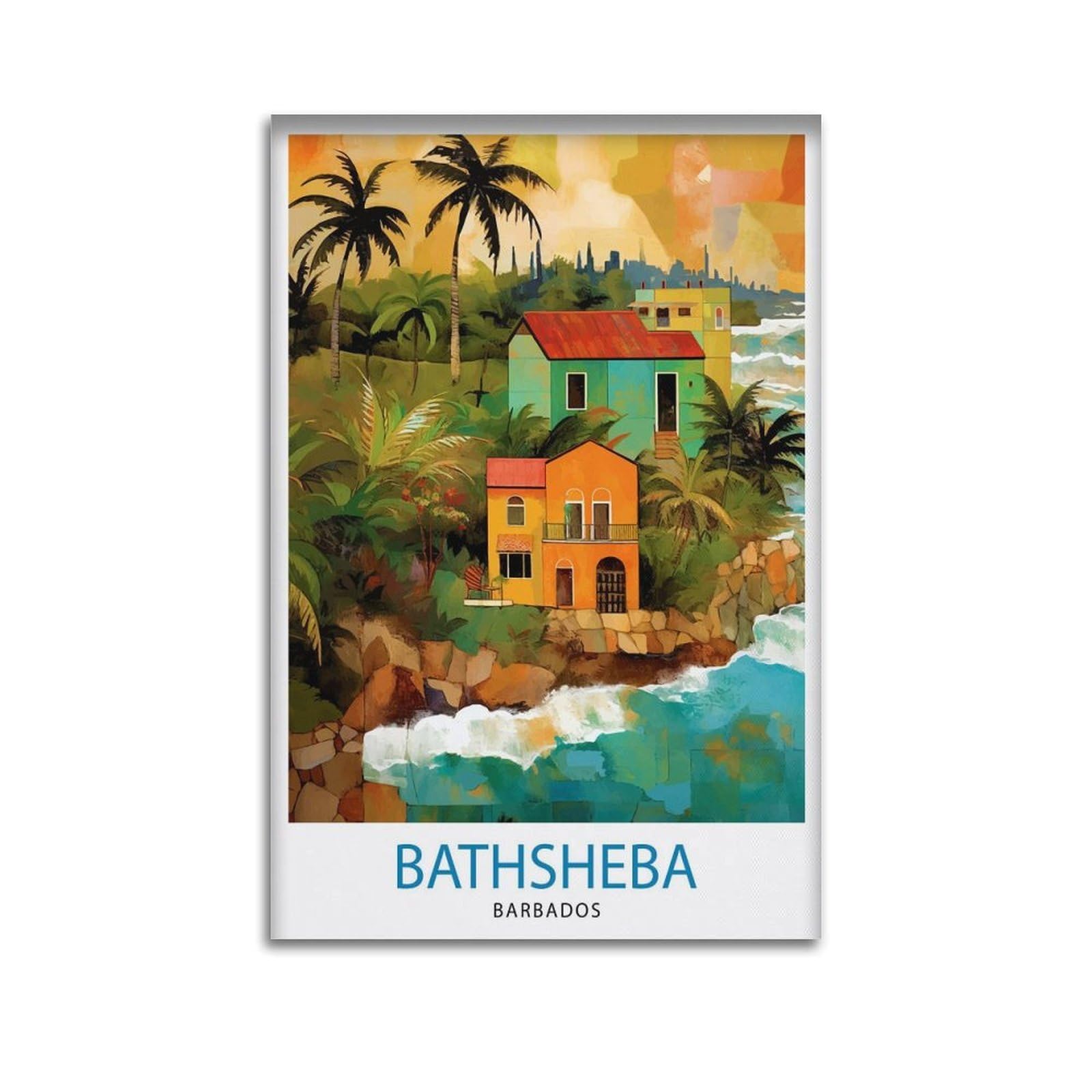 xiaoxiaoshen Bathsheba Barbados Travel Illustra Canvas Poster Wall Art Prints Room Aesthetic Murals Bedroom And Living Decorations 20x30inch(50x75cm)