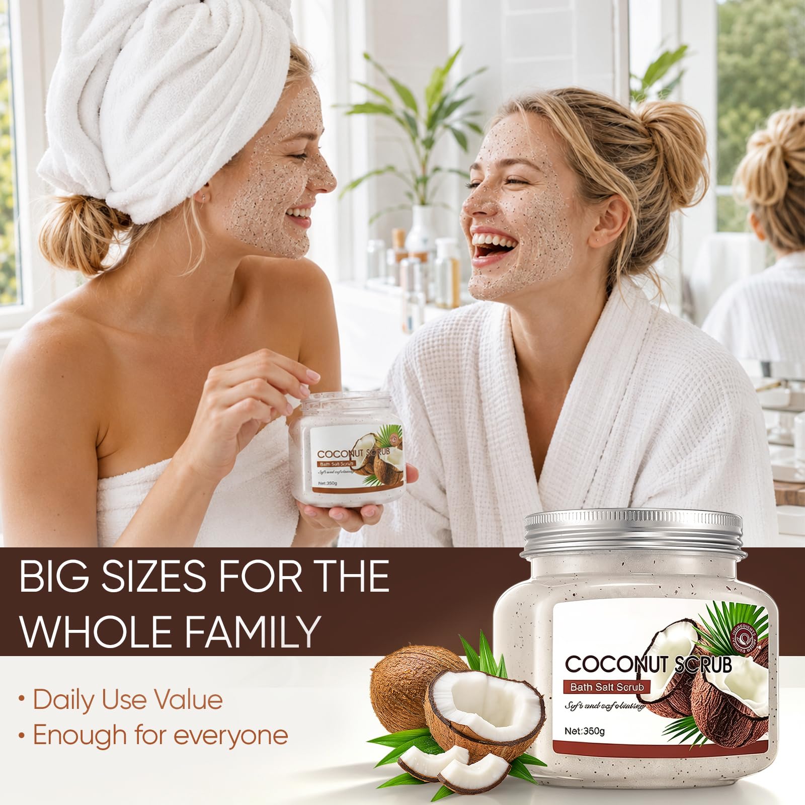 Gommage Corps Exfoliant Coffret SPA: 350g Body Scrub,200g Beurre Corporel, 2PC Masque Facial, 2PC Patch Yeux, Nettoyage en Profondeur Hydratation et Nutrition,Grand Format Familial