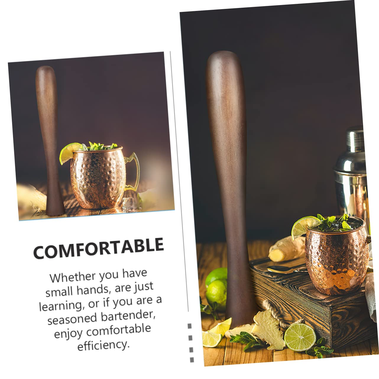 GRIRIW Lemon Grinding Rod Bar Tool Drinks Muddler Drink Mixer Mojito Muddler Bartender Muddler Drink Whisk Drink Muddler Mixing Muddler Lemon Muddler Ice Crushed Bar Swizzle Sticks Wood