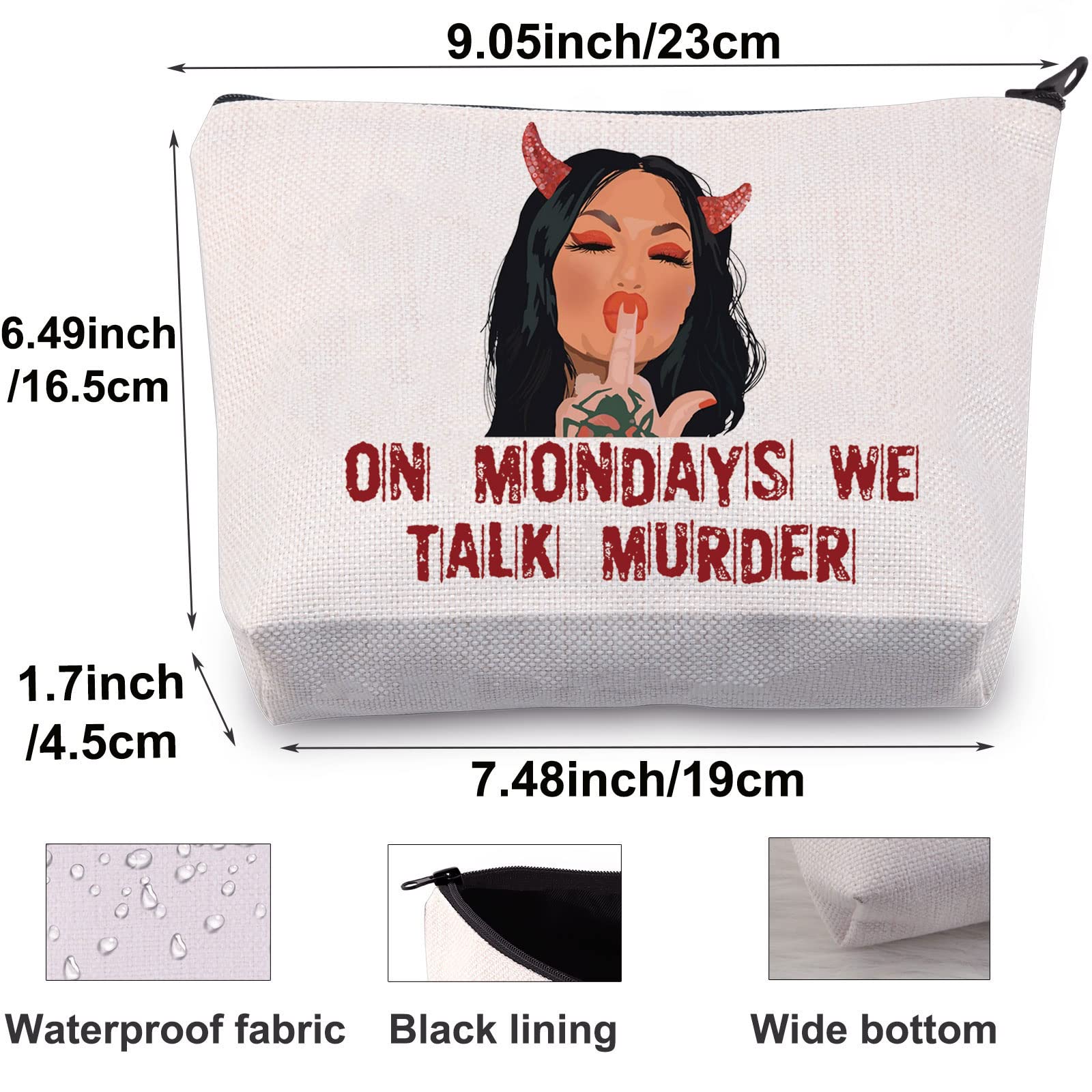 BWWKTOP Bailey Cosmetic Makeup Bag Bailey Fans Gifts On Mondays We Talk Murder Zipper Pouch Bag for Murder Show Lovers We Talk Murder - Image 2