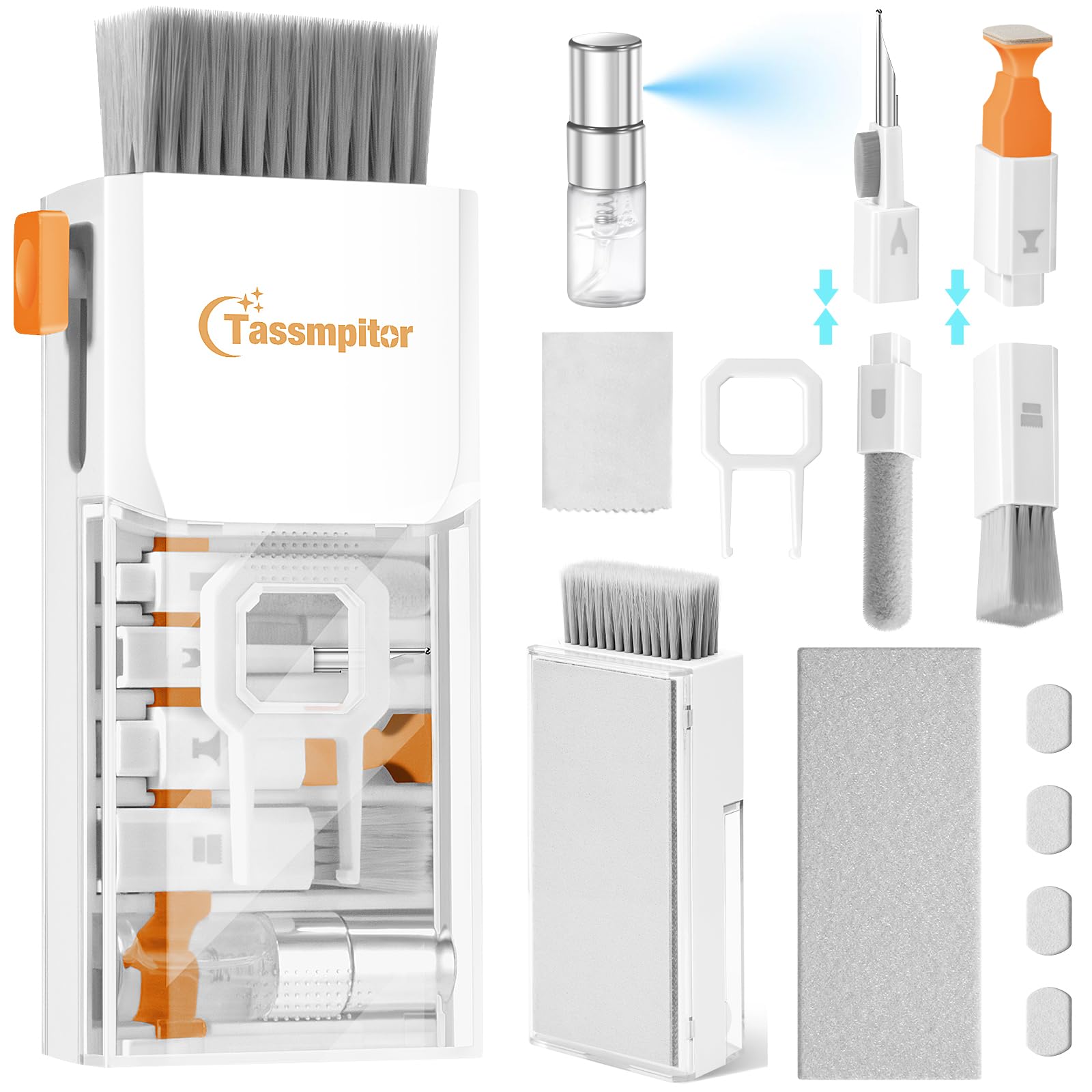 Tassmpitor Laptop Cleaning Kit, All in 1 Keyboard Cleaning kit for MacBook iPad iPhone, Compact Keyboard Cleaner with Brush and Spray for Tablet,