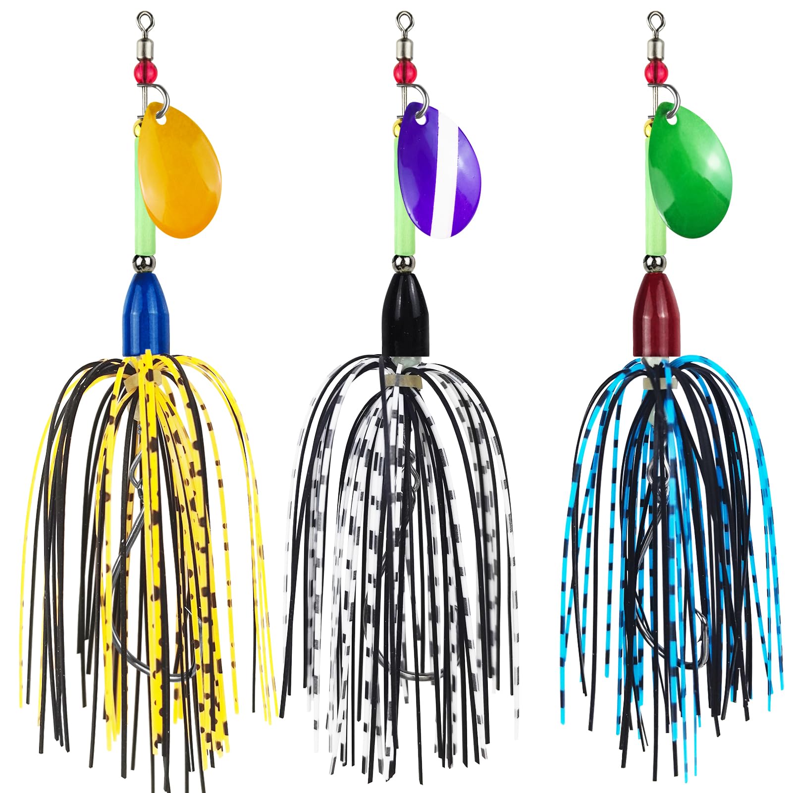 Bass Spinner Baits, Inline Spinnerbaits with Copper Weight Trout Lures Kits for Bass Crappie Walleye
