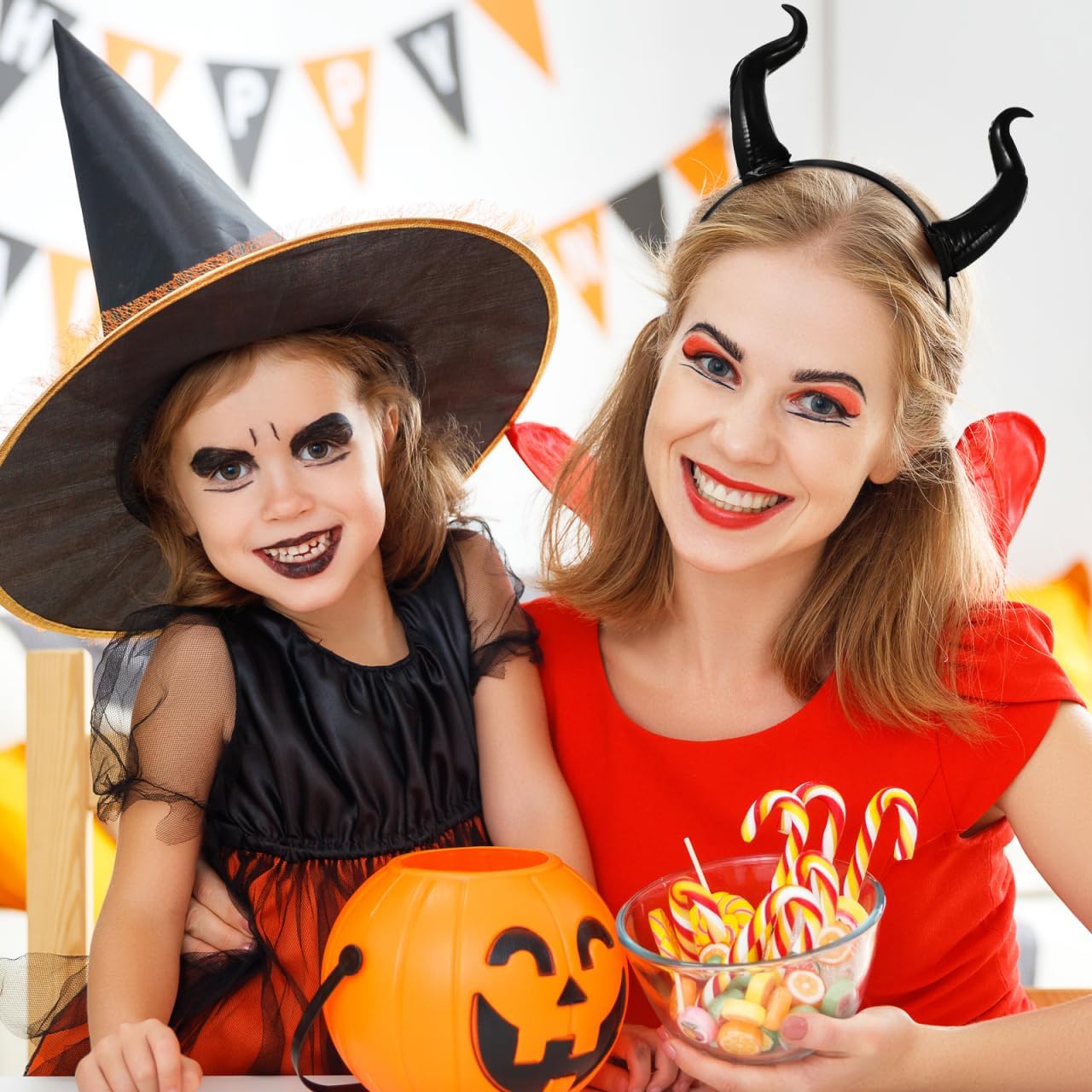 Black Horn Headband Devil Horns Hair Accessories Gothic Halloween Cosplay Party Headpiece 7.87 Inch Ox Horn Hairband for Costume Dress up - Image 8