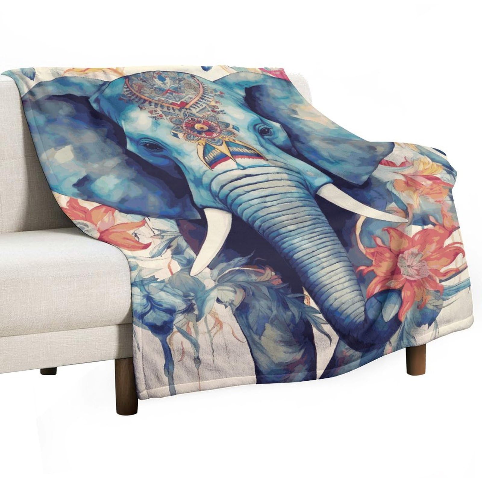 Couverture en flanelle douce éléphant pour des soirées cocooning chaleureuses