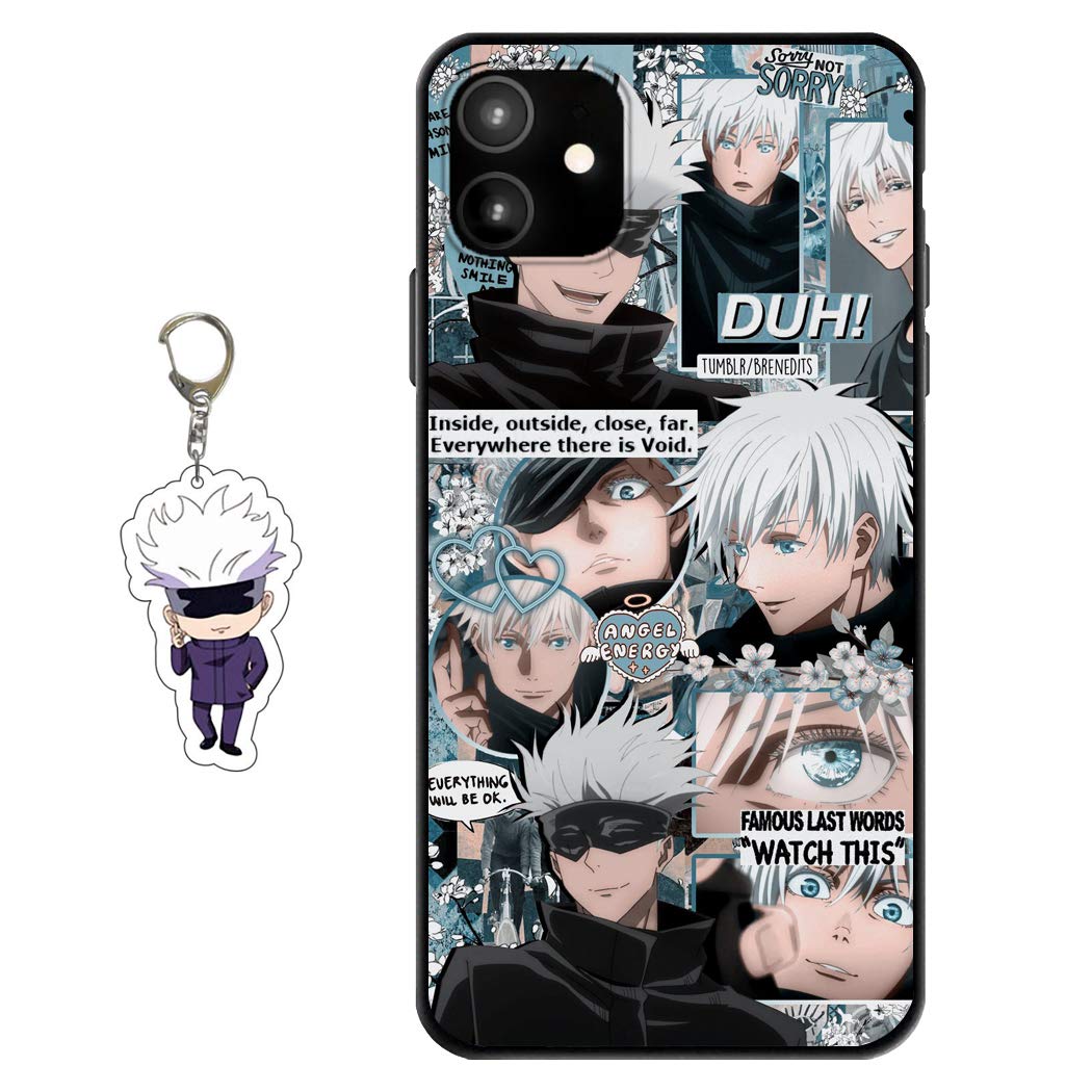 Compatible with iPhone 11 Case Anime Design [with Gojo Satoru Figure Keychain], Soft Silicone TPU Animation Cool Phone Case for iPhone 11