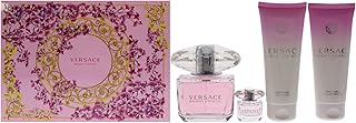 Versace Versace Bright Crystal 3oz EDT Spray, 3.4oz Perfumed Body Lotion, 3.4oz Perfumed Bath and Shower Gel, 5ml EDT Splash Mini Women 4 Pc Gift Set, Packaging May Vary