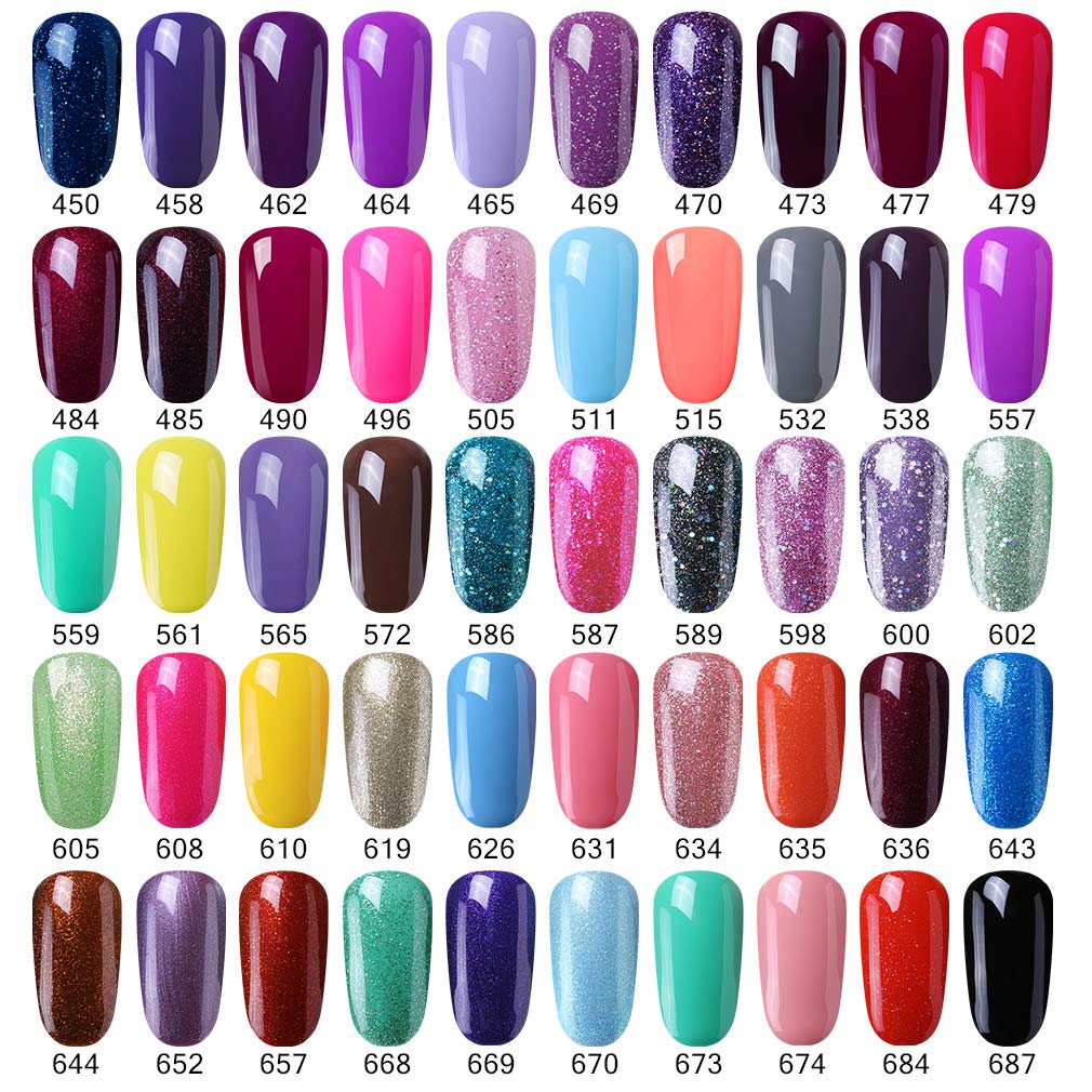 Elite99 (Pick Any 6 Colors + Top Base Coat Set) Soak Off Gel Nail Polish Maniure Set Nail Art Decoration 7ML