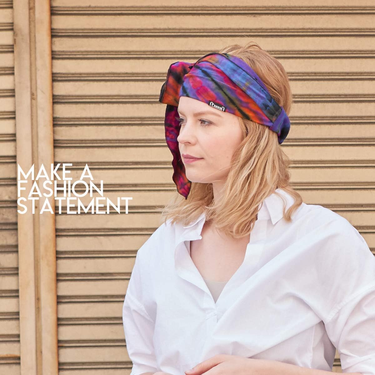 CHARM Tie-Dye Womens & Mens Workout Headband, Hand-dyed Elastic Hippie Tie Sweatband for Sports & Fashion - Image 4