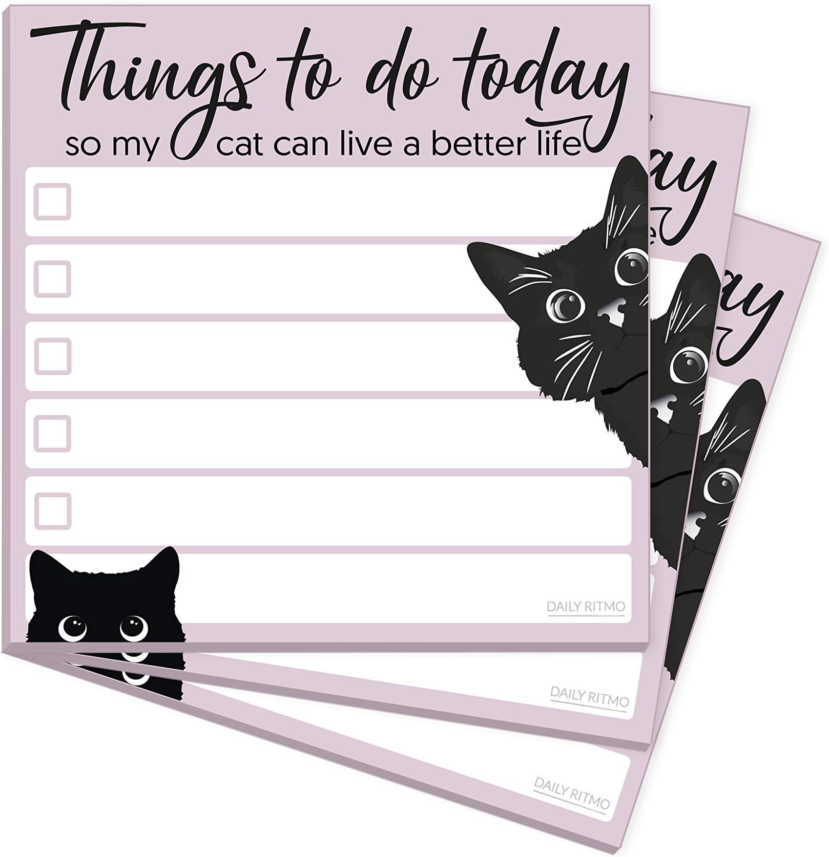 Mini Cat Funny to Do List Sticky Notes | Things to Do Today So My Can Can Live a Better Life | Cat Lover Gift | 3x3 inches, 3-Pack by DAILY RITMO