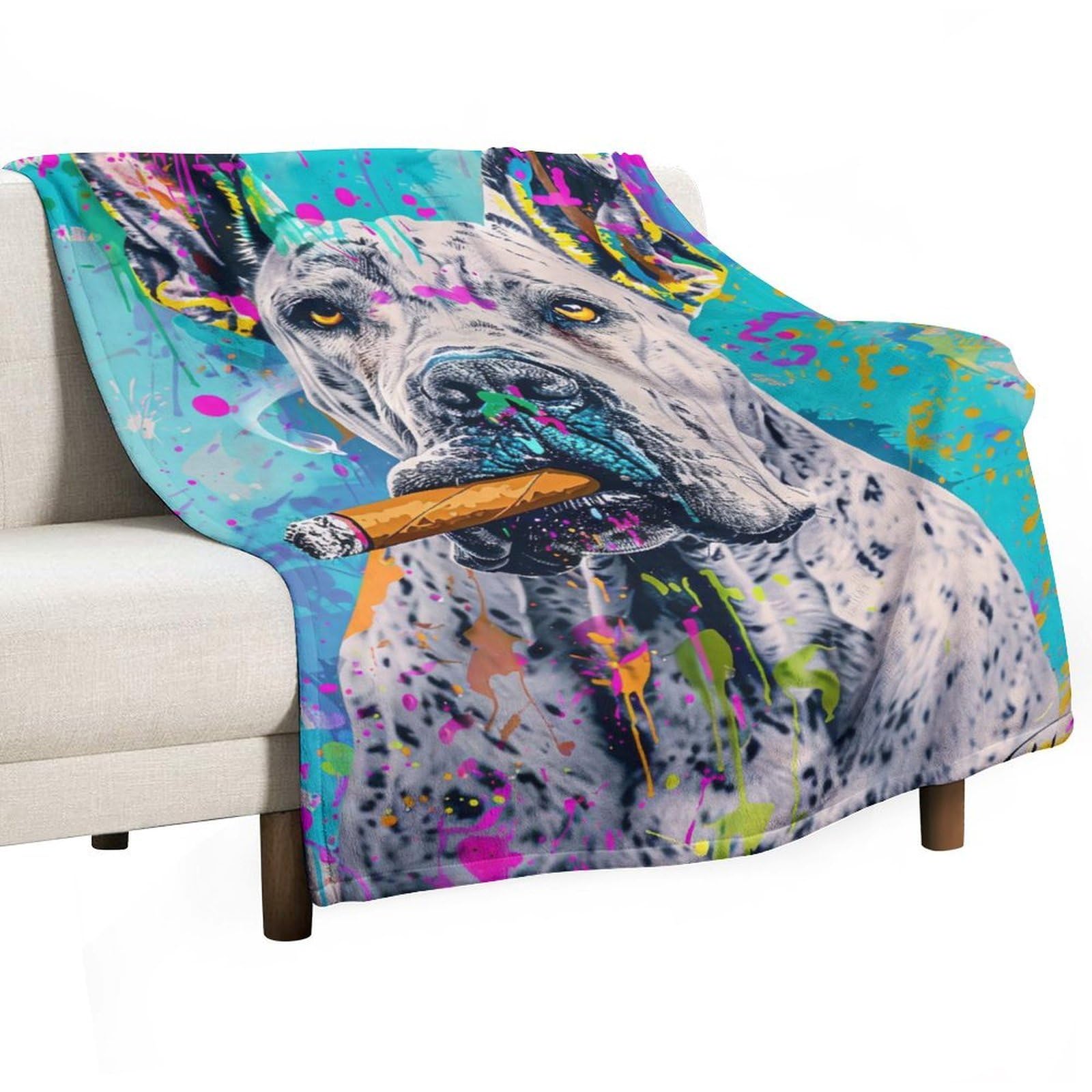 YHGSREUOH Pop-Cigar-Dane_01 Flannel Blankets Fleece Soft Throw Lightweight Plush Gifts for Couch, Bed, Cozy Sofa Plush, Chair, Lovers 130x175cm(50x70in)