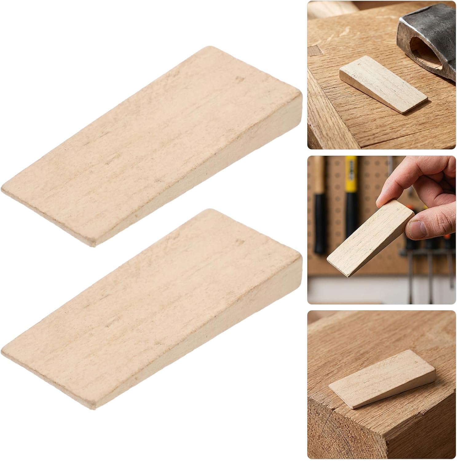 MERRYHAPY 8pcs Wooden Handle Shims for Axe Handle Reinforcing Tool Parts Portable Beige Inserts for Home and Camping Use 1.3cm Height Sturdy Replacement Inserts