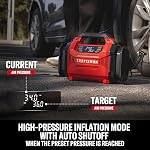 CRAFTSMAN Gonflateur de pneus à double puissance avec jauge numérique & Arrêt automatique 12V DC Prise de voiture et 120V AC Utilisation à la maison avec Jusqu'à 150 PSI, LED Lumière, portable Air Pompe pour pneus de voiture, vélos et gonflables