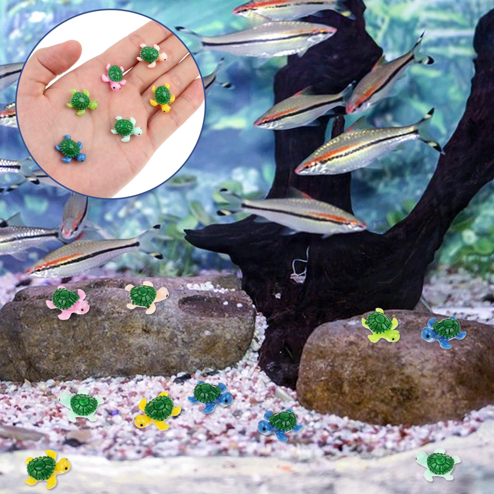 10Pcs Mini Turtles Luminous Ornament Figures Tiny Turtles Micro Fairy Garden Landscape Fish Tank Landscaping Accessories