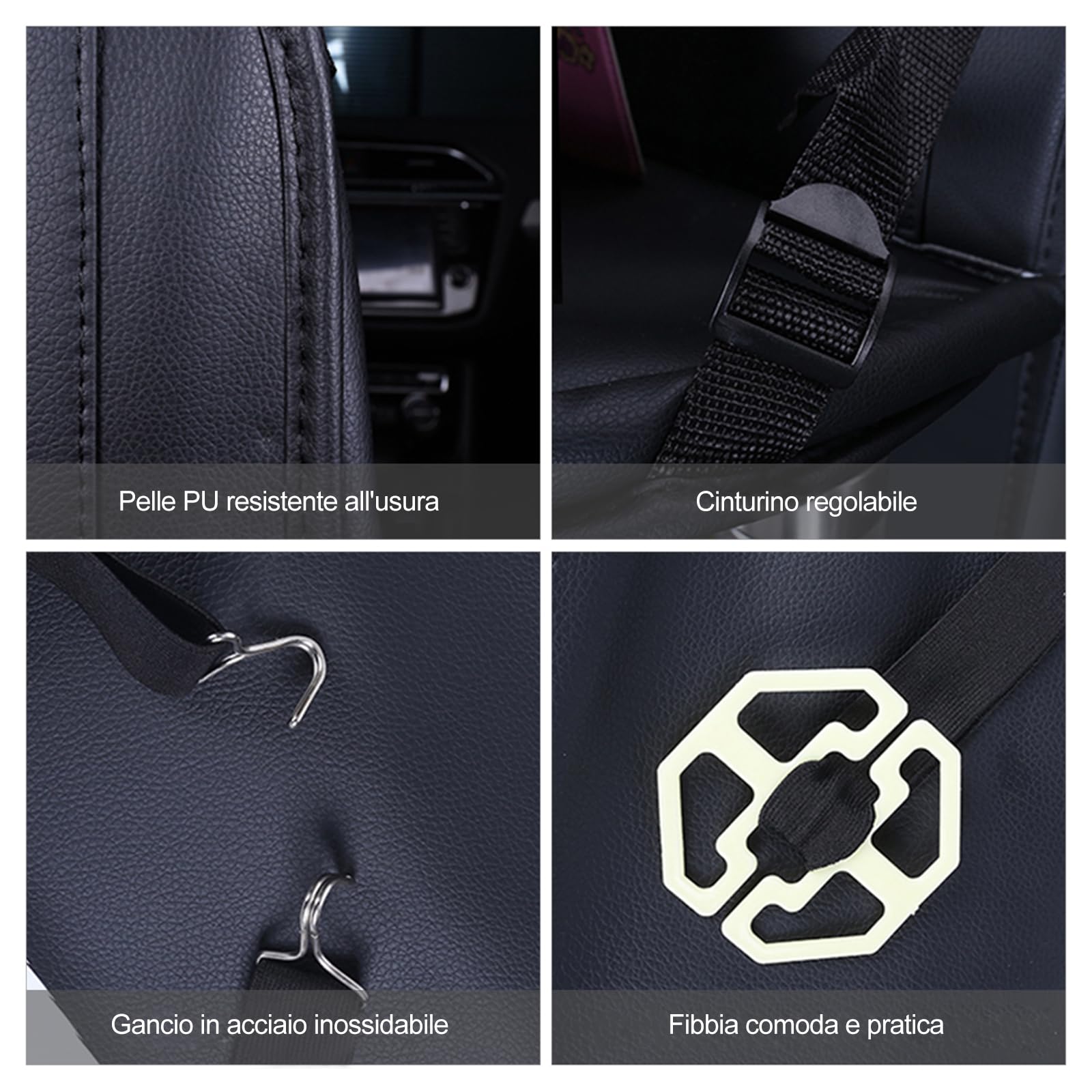 Ergocar Organizer per sedile posteriore auto, tappetino in pelle PU di lusso, supporto pieghevole per tablet, multifunzione, protezione per lunghi viaggi