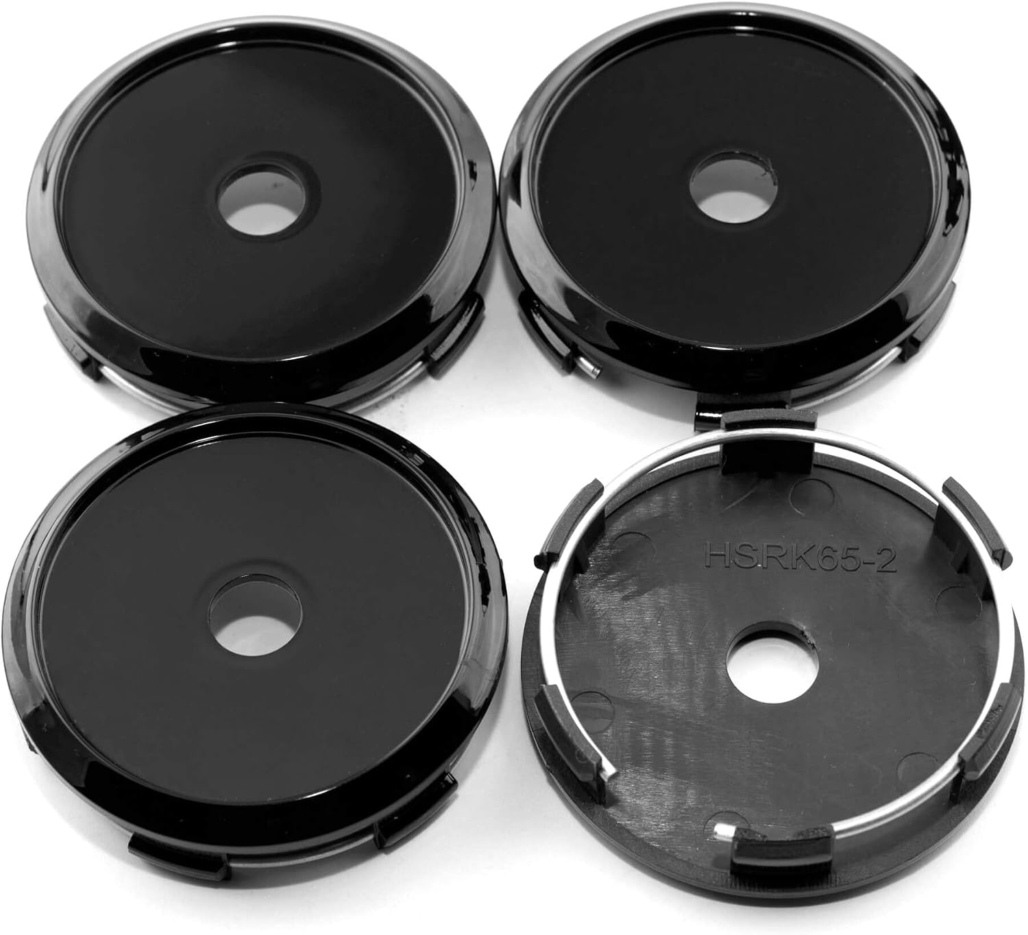 RTRHINOTUNING 4PCS 65mm Wheel Center Caps OD: 2.56"(65 mm) ID: 2.42"(61.4 mm) Bright Black Car Wheel Center Hub Rim Caps Center Hole