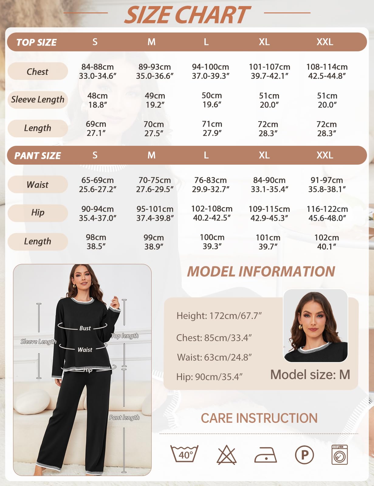 Xnova Completi Tuta in Maglia Donna 2 Pezzi Set, Loungewear Pantaloni a Gamba Larga e Maglia A Maniche Lunghe, Tute Maglione e Pantalone Elastico In Vita per Autunnale e Invernale