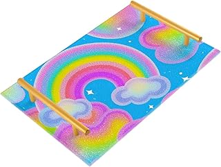 Rainbow of Colored Fake Sequins Decorative Dinner Tray with Handles Trays for Living Room for Jewelry Perfume for Bed Serving charolas para servir comida