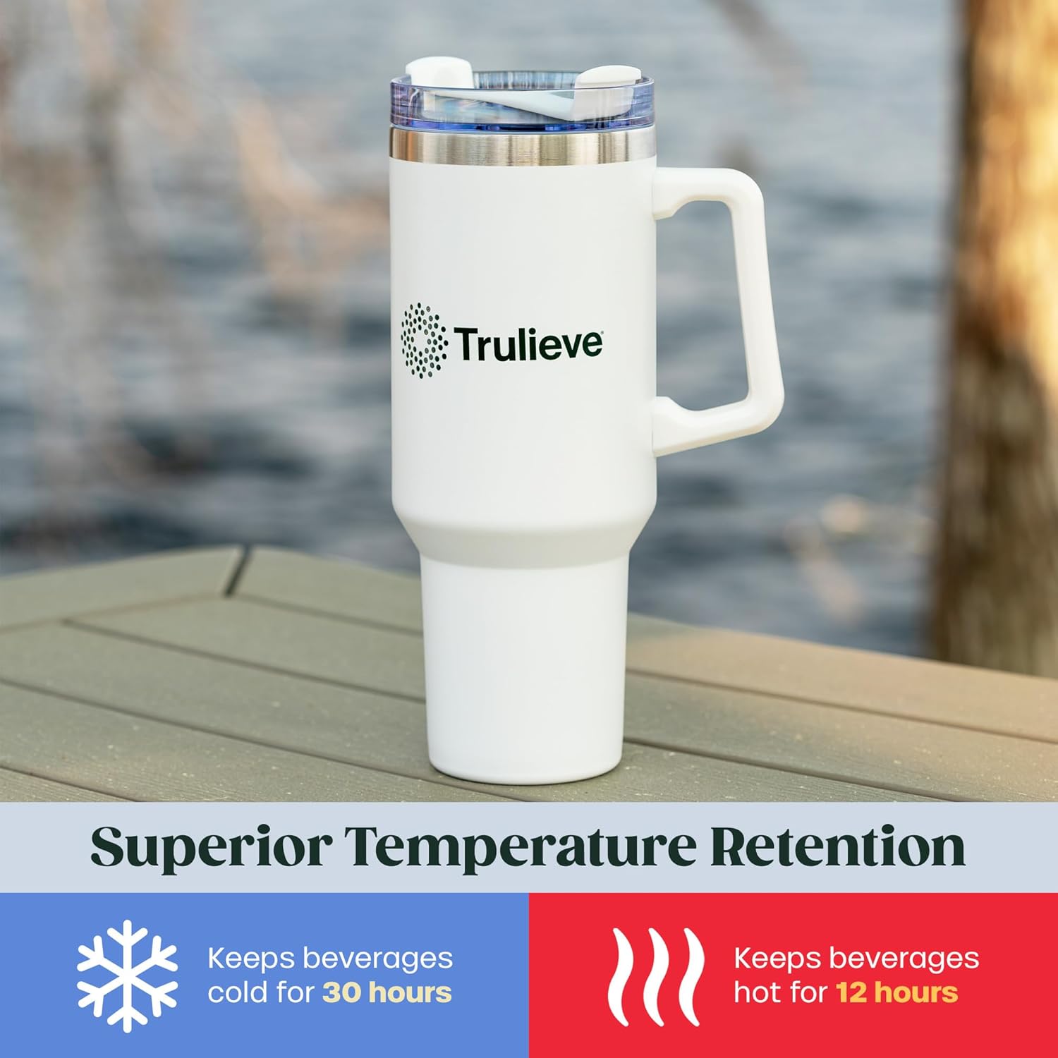 40oz Insulated Tumbler with Handle and Straw – Stainless Steel Travel Coffee Mug, Double-Wall Vacuum Cup for Hot & Cold Drinks, Spill-Resistant Lid, Large Capacity for Work, Gym & Commute - Image 3