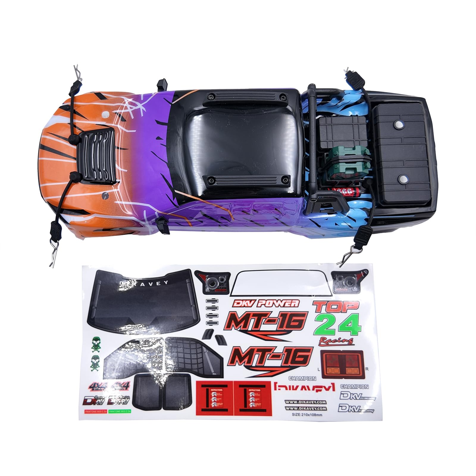 DIKAVEY RC Brushless Truck 1/16 PC Car Shell, 1PCS MT-16-Orange