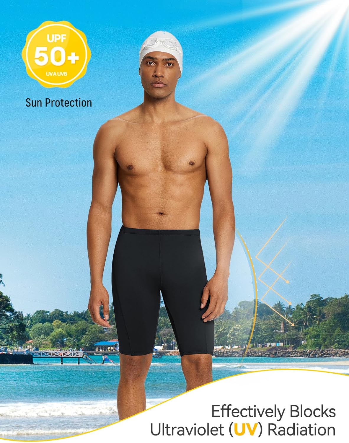 SPEXIAL Men's Athletic Swim Jammers Team Training Swimsuit Quick Dry Solid Competitive Swimwear for Lap Swiming Racing Black L - Image 5