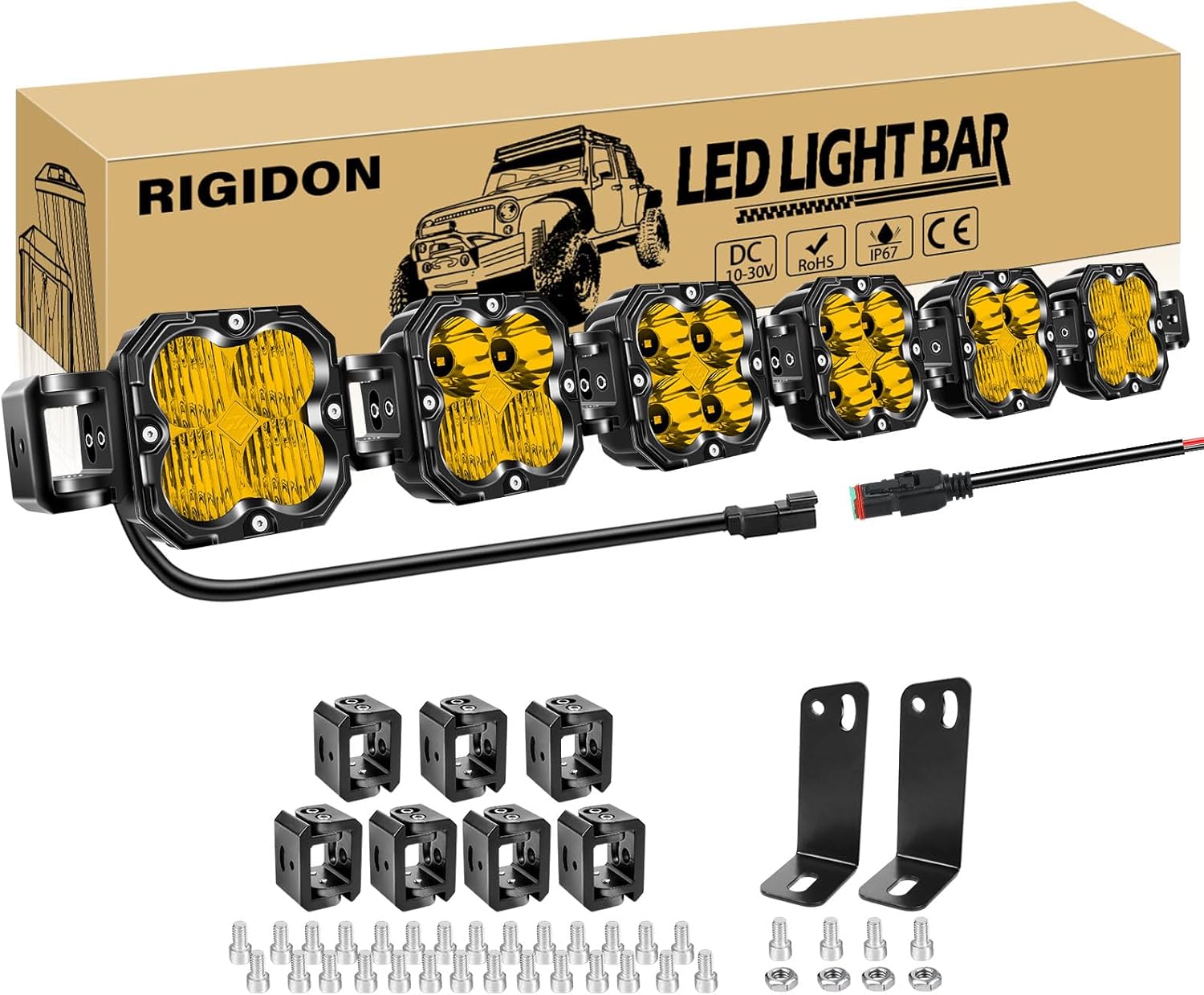 RIGIDON 2PCS 4.5 Inch LED Fog Light, 30W 3000LM 6000K White, Spot Flood Combo Driving Offroad Work Light with 18AWG DT Connector for Trucks, Pickup, Car, SUV, ATV, UTV, 4x4, Boat, Camper