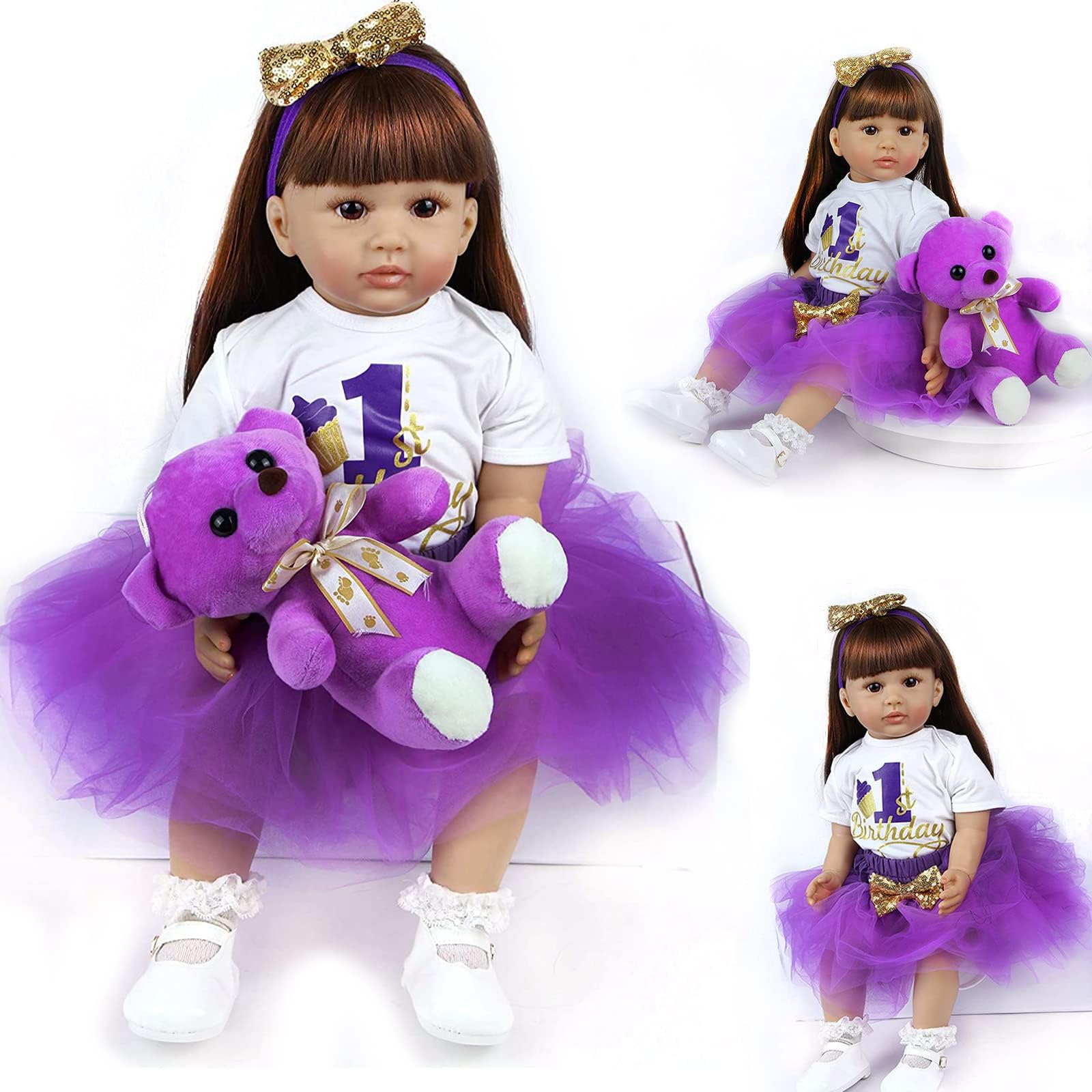 ZIYIUI Lifelike Reborn Baby Dolls Girls 24 inch 60cm Real Life Baby Dolls Handmade Soft Silicone Vinyl Realistic Reborn Toddler Dolls Toy Birthday Gift Reborn Babies